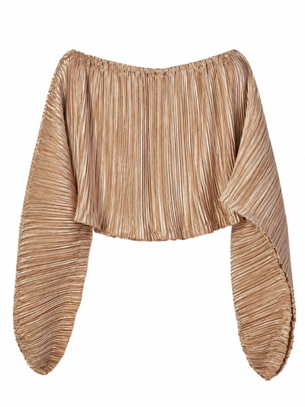 Ruched Goddess Pleated Crop Top Women's Size Large Blush Pink Long Sleeve NWT